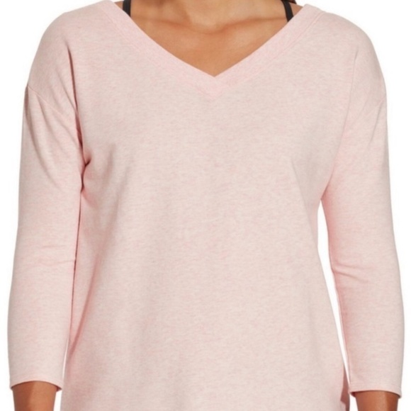 Calia pink V back and front pullover sweatshirt 3/4 sleeve SZ Med - Picture 2 of 8